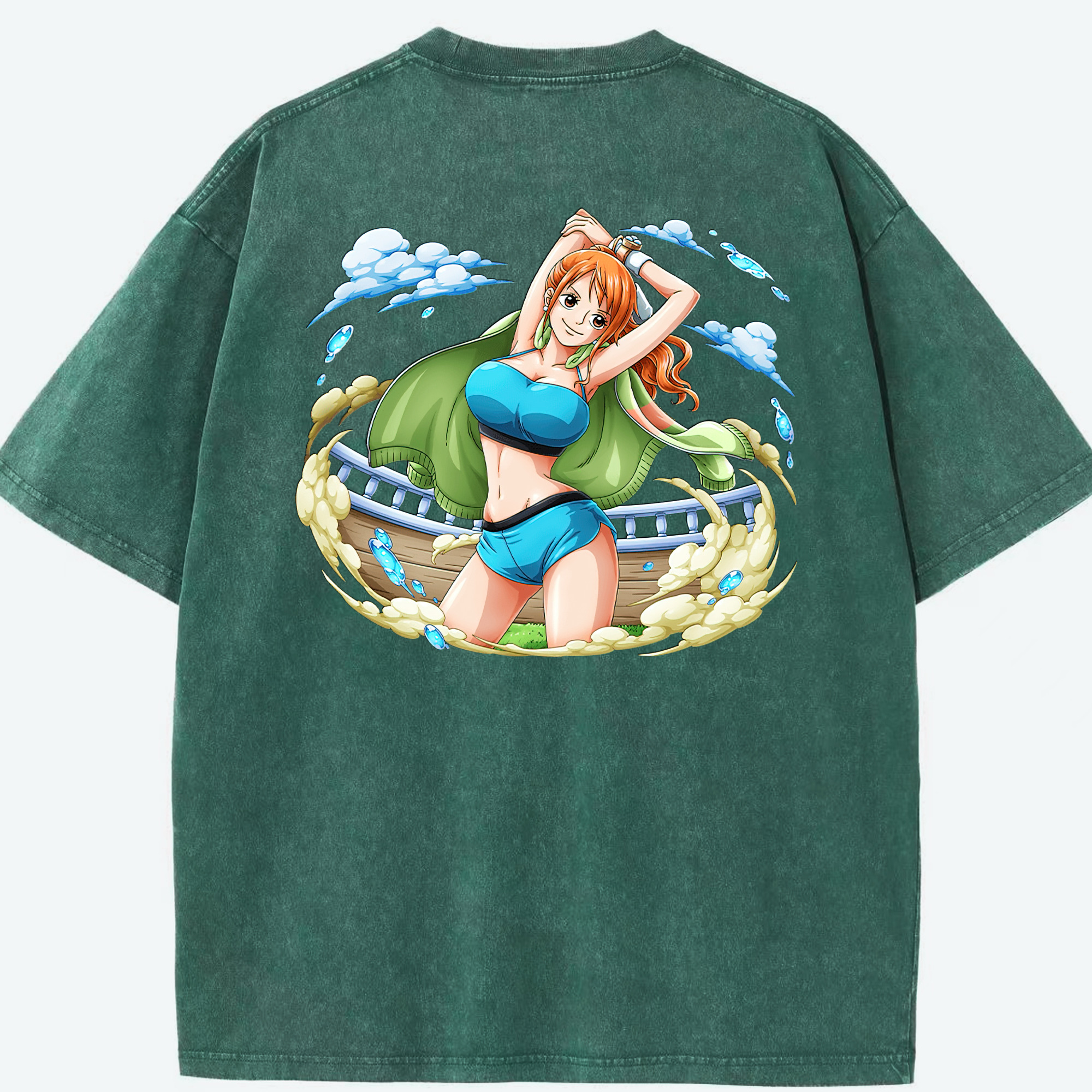 ワンピース ナミ ONE PIECE Nami 綿100% ヴィンテージ風 半袖Tシャツ（背面プリント）